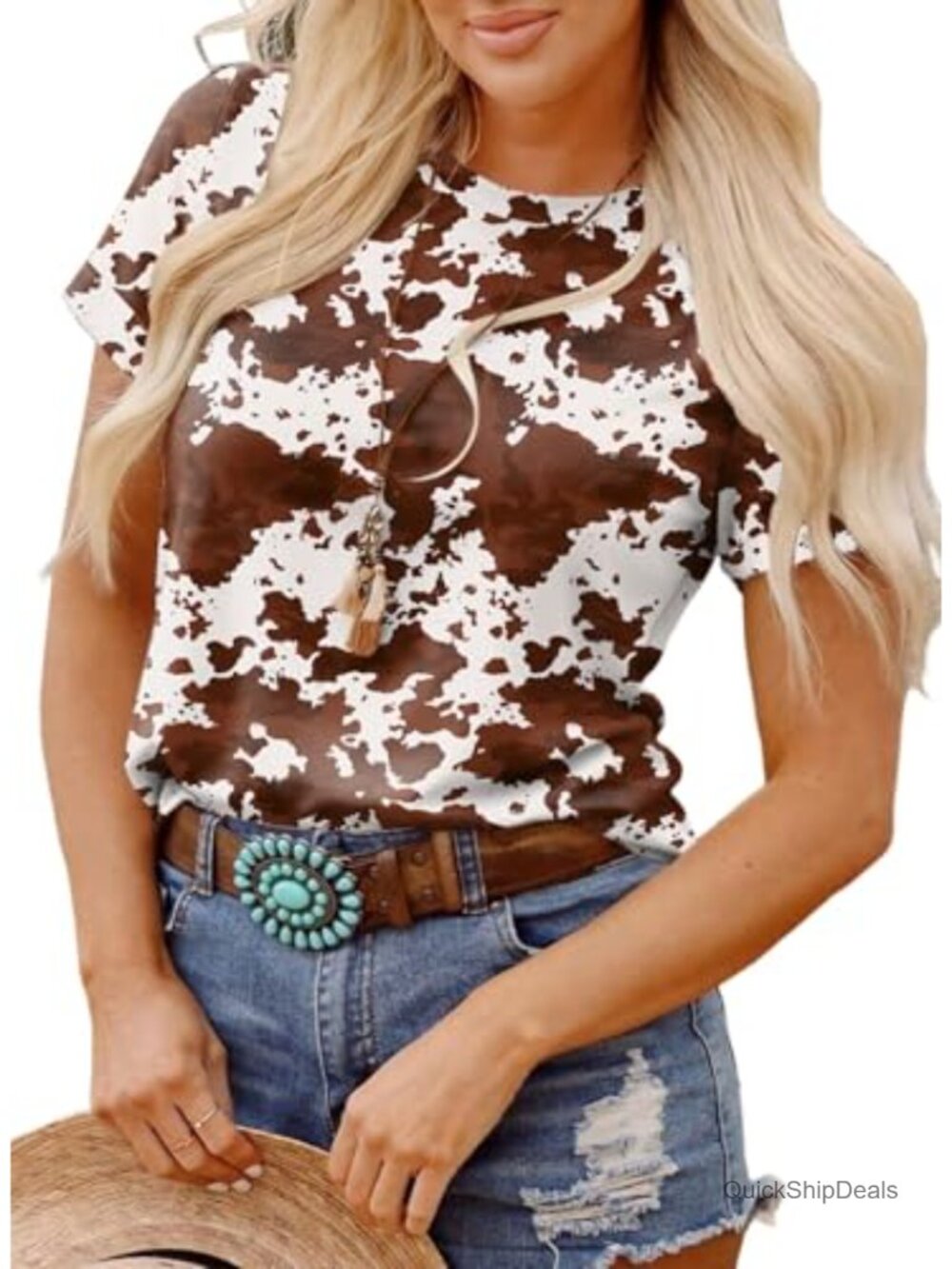 SHEWIN Womens Short Sleeve Graphic Crew Neck Casual Summer T-Shirt